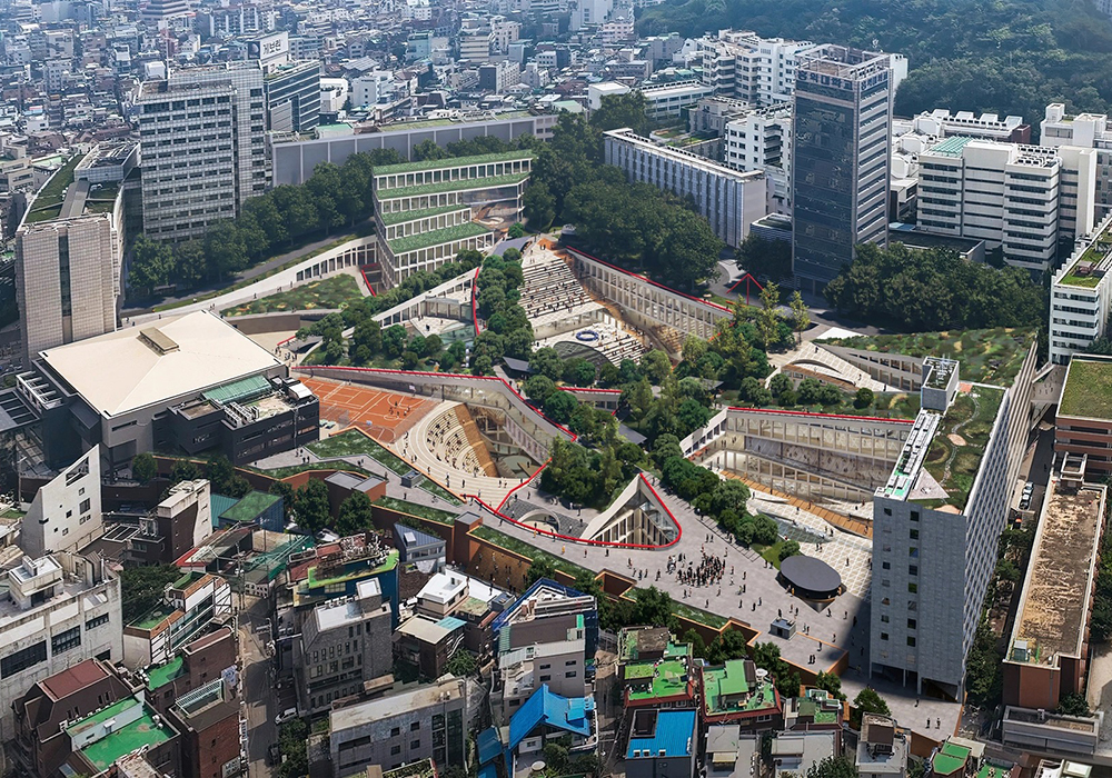 OMA將打造弘大新校區!結合地下式交錯布局、大量綠化等特色,建構出韓國最大地下校園