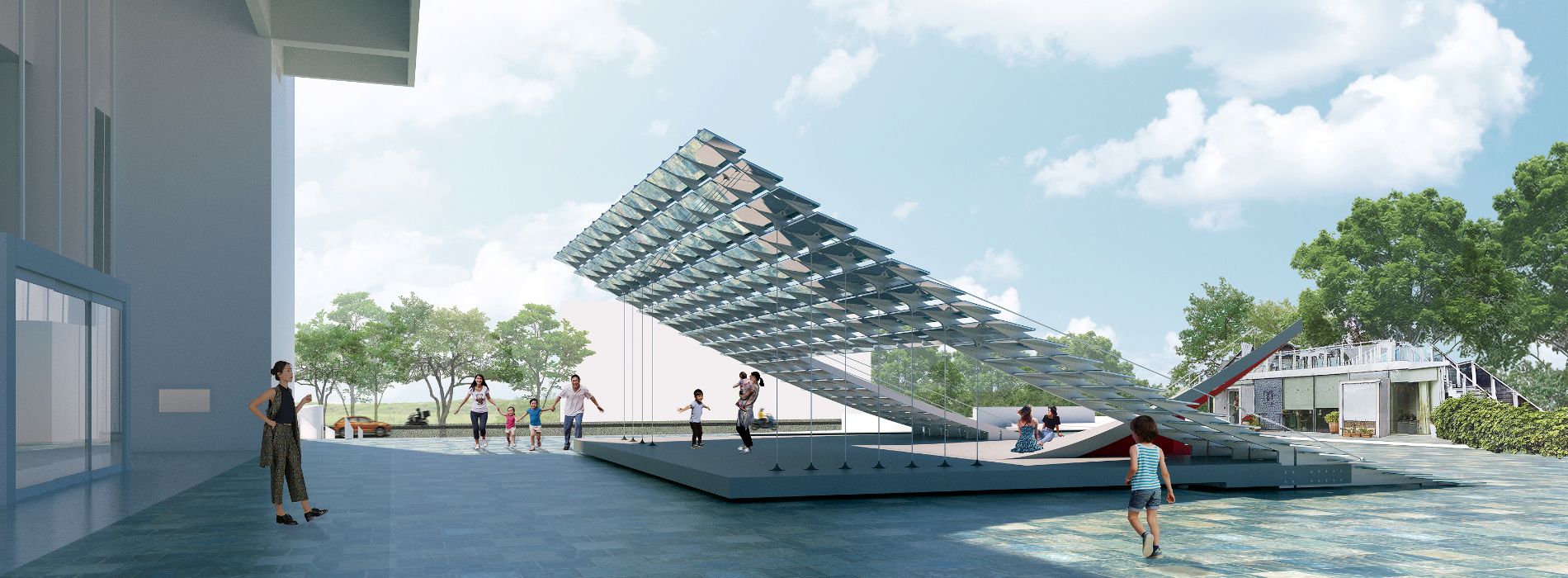 北美館 2026 X-site 計畫首獎揭曉！「做白工作室」以拉起廣場地表為構想，打造《鏡・亭・山：相看兩不厭》