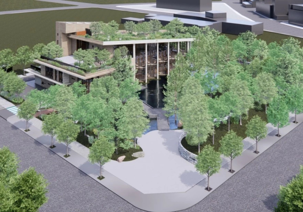在公園旁，蓋一座被綠意包圍的圖書館！半畝塘操刀，台中「羅布森圖書館」預計 2026 年底完工