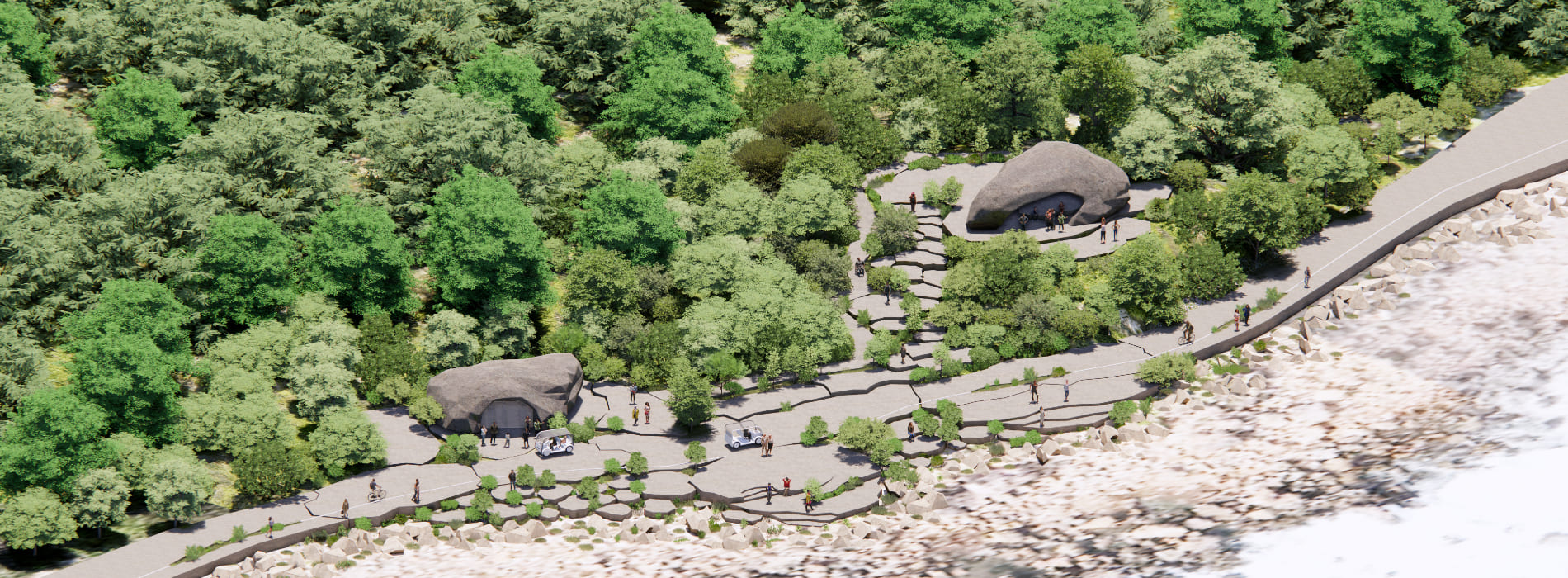 MVRDV 在台新作「Nature Rocks!」:屏東佳樂水改造計畫,以多座岩石建築群巧妙融合森林與海洋