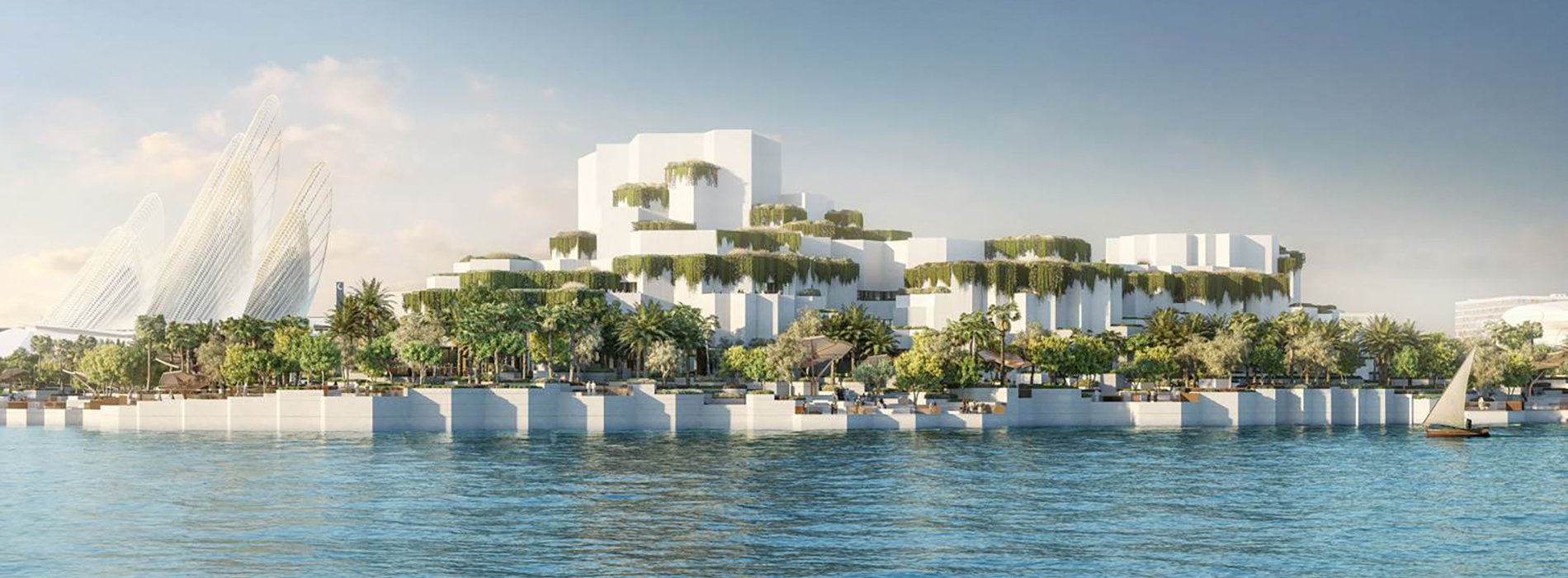 Mecanoo 打造阿布達比自然歷史博物館：白色幾何量體呼應岩柱等自然地景，形塑薩迪亞特島文化新地標