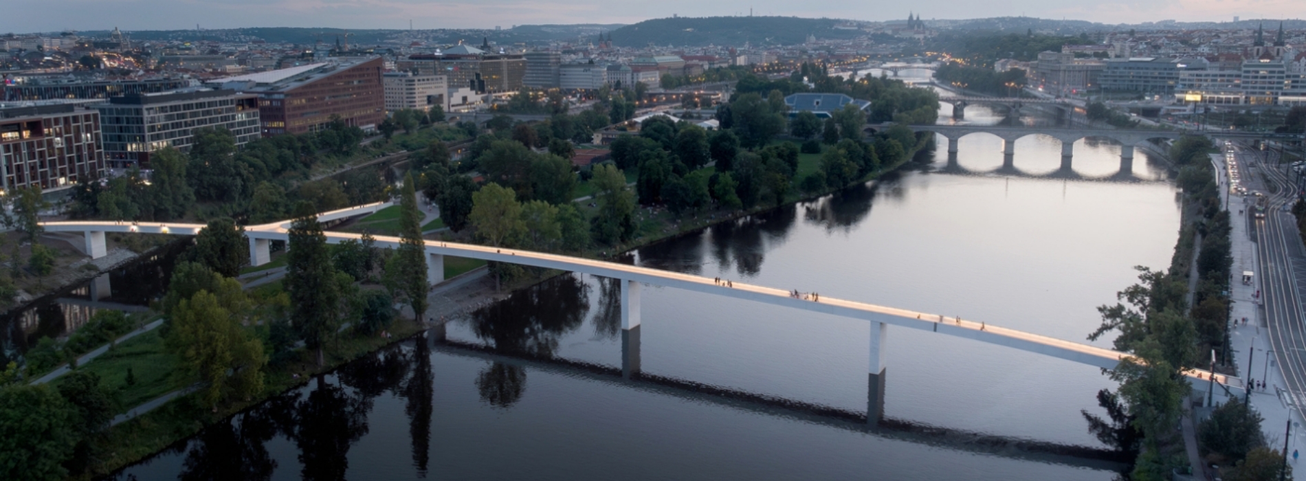 溫柔極簡融入河岸!捷克布拉格Štvanice Island天橋,友善行人、自行車的賞景新熱點