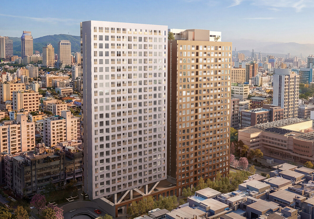 OMA 台北住宅新作：居民直接委託改建松山老社區，四個交錯量體組成 24 層住宅雙塔