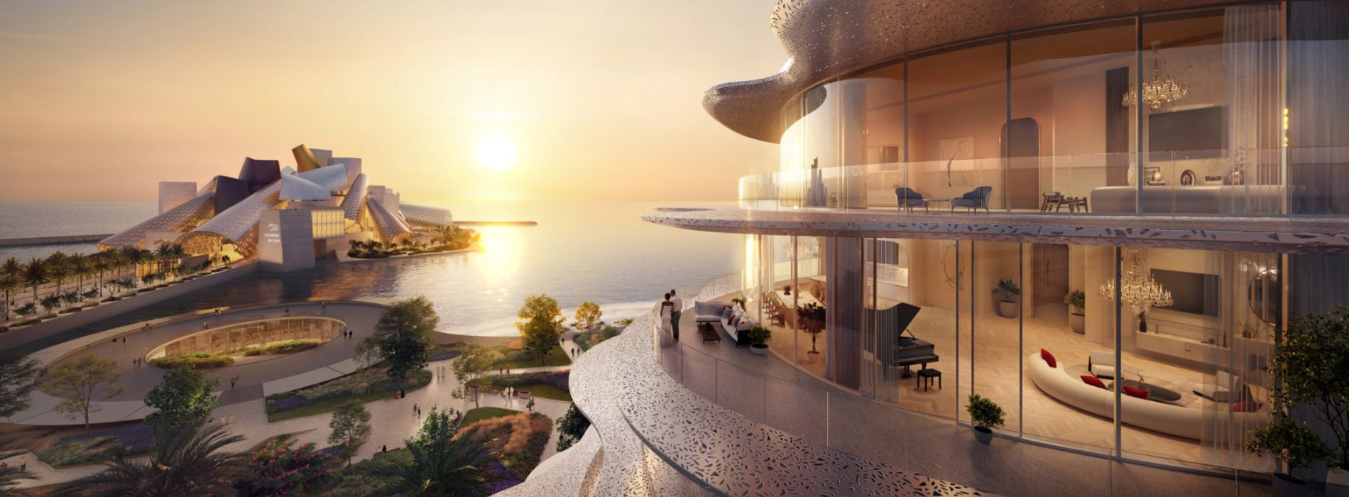 藤本壯介新作！在阿聯酋的首個住宅作品：白色雙塔向上堆疊，以潮汐起伏曲線呼應阿布達比海岸線