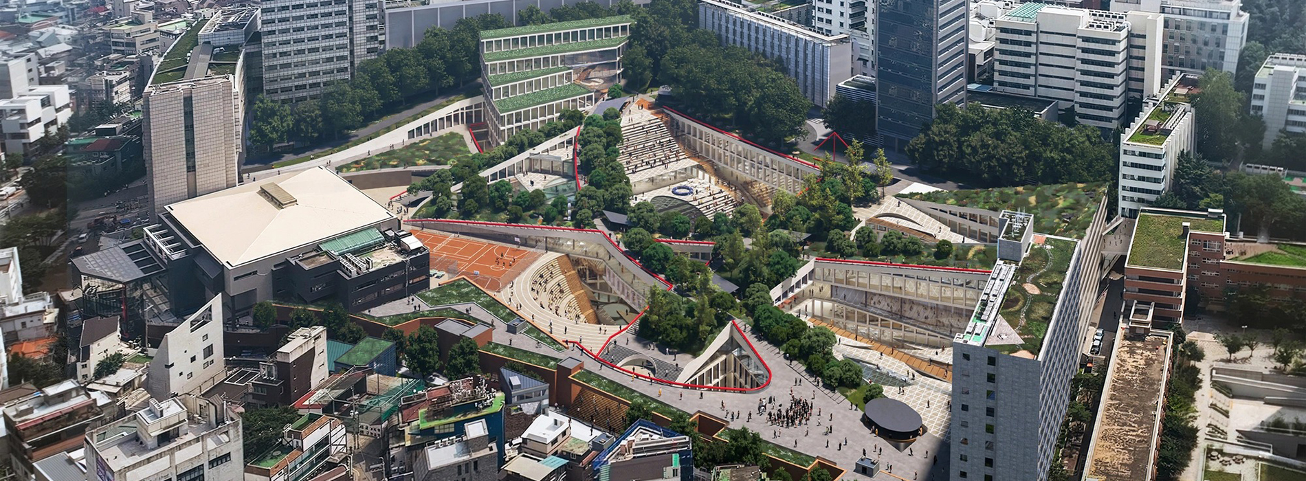 OMA將打造弘大新校區!結合地下式交錯布局、大量綠化等特色,建構出韓國最大地下校園