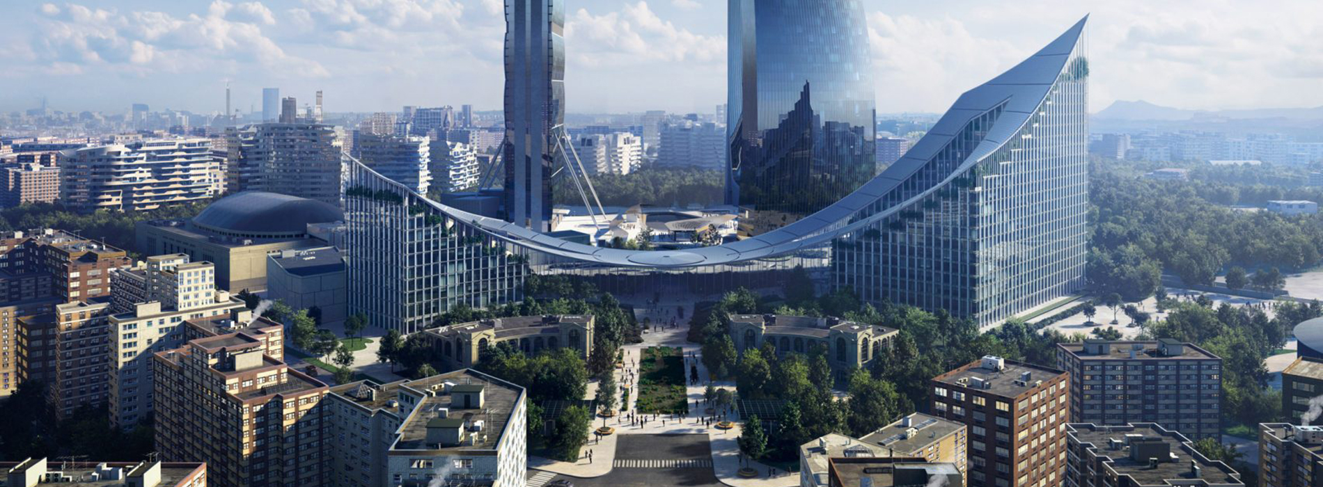 BIG在米蘭劃出一道巨弧：「CityWave」以參數化曲形屋頂勾勒未來城市的公共面貌