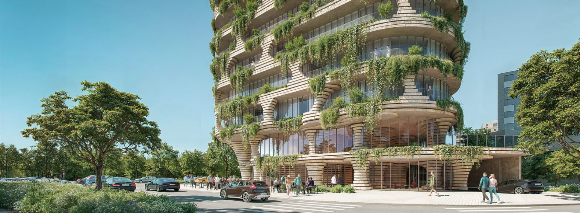 把高樓做成一件陶器：石材層疊、植栽溢出陽台，隈研吾在厄瓜多的首件住宅案亮相