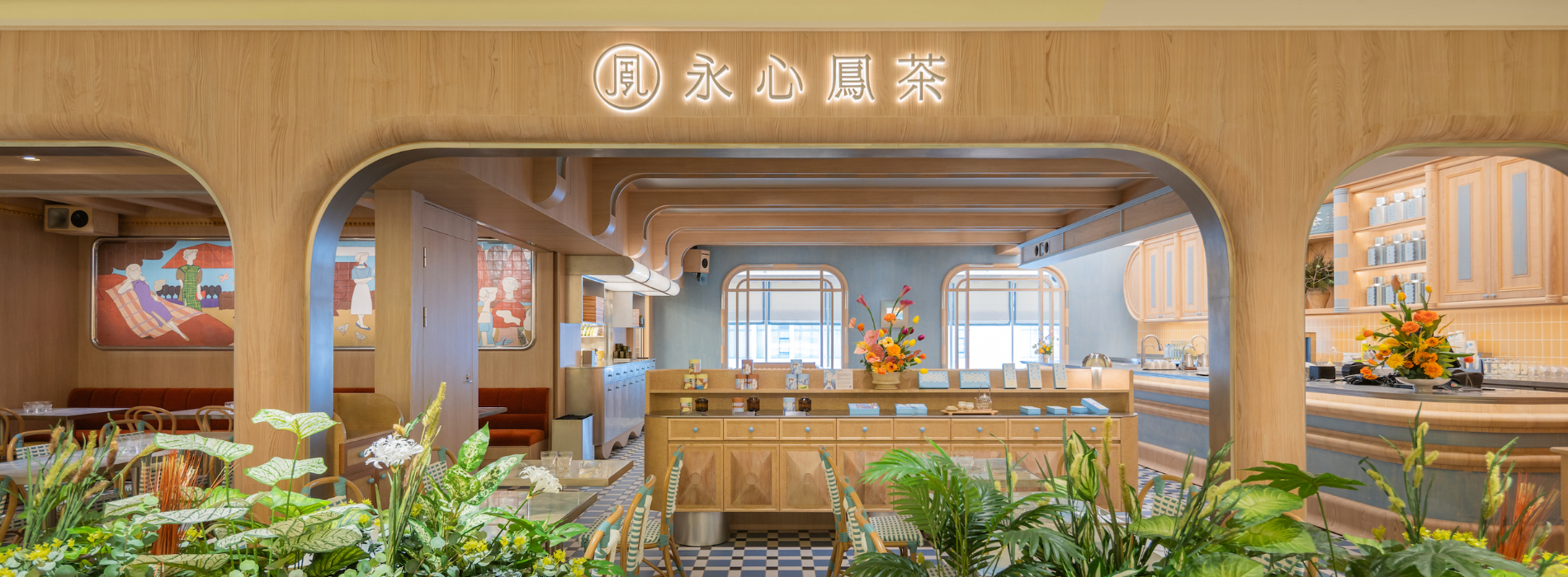 「永心鳳茶」微風信義全新型態店！梯田地景化作空間設計，以柔和藍調演繹新台式茶沙龍